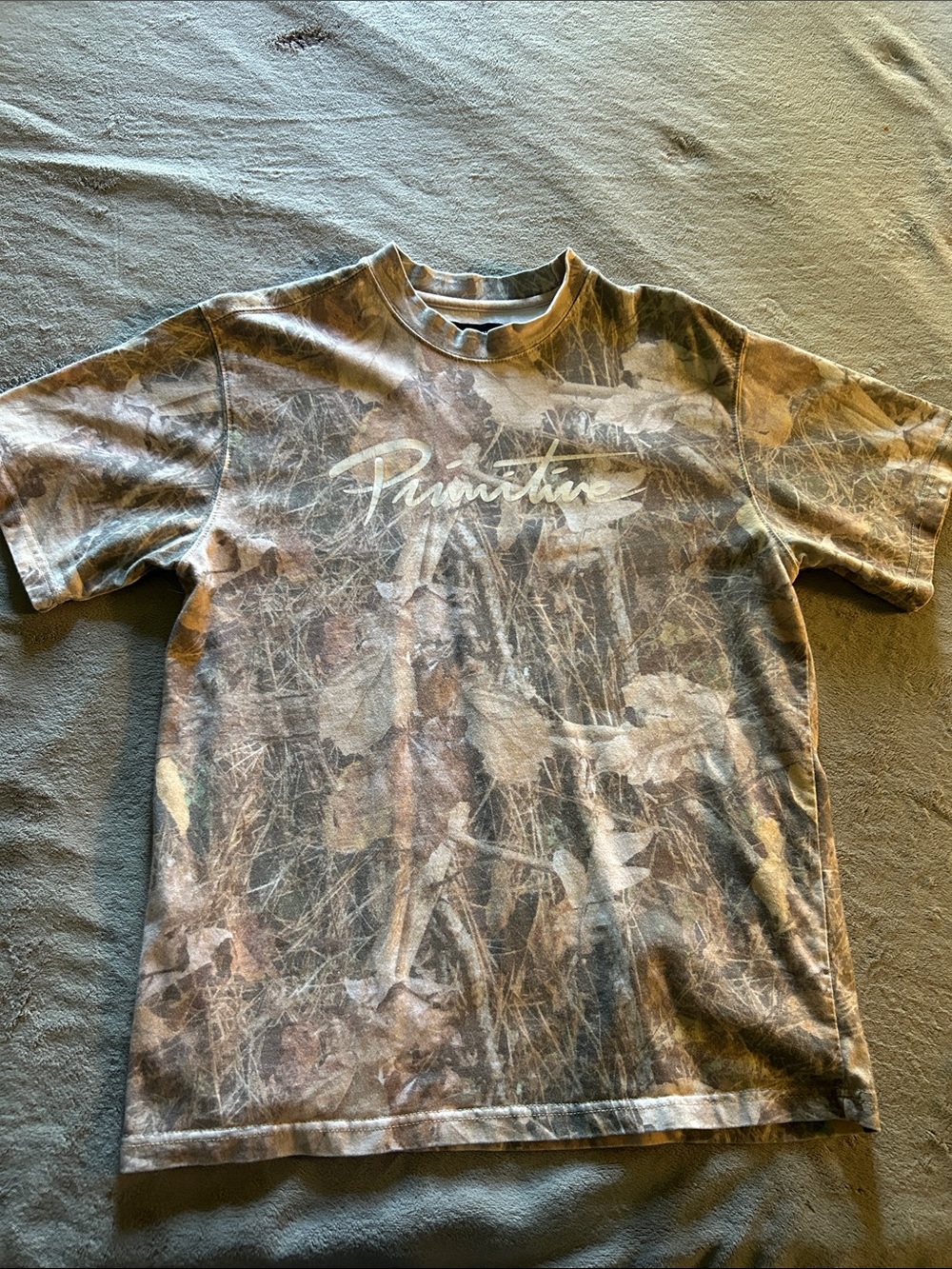 Primitive Men’s Brown Camo Script Logo Tee
